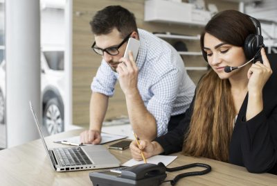 colleagues working together office